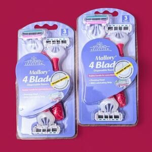 2 Pack!! Studio Selection 4-blade Mallory Disposable Razors (6 Razors)